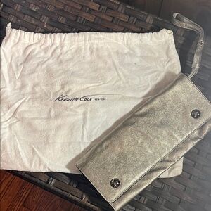 Kenneth Cole Metallic Silver Wristlet